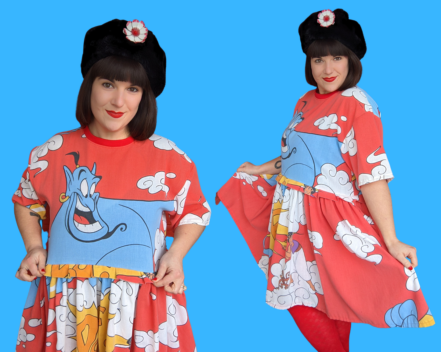 Fait à la main, robe t-shirt Pokemon drap de lit recyclé pour SML-XL