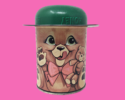 Vintage 1990's Little Bear with Green Hat Cover Tin Box