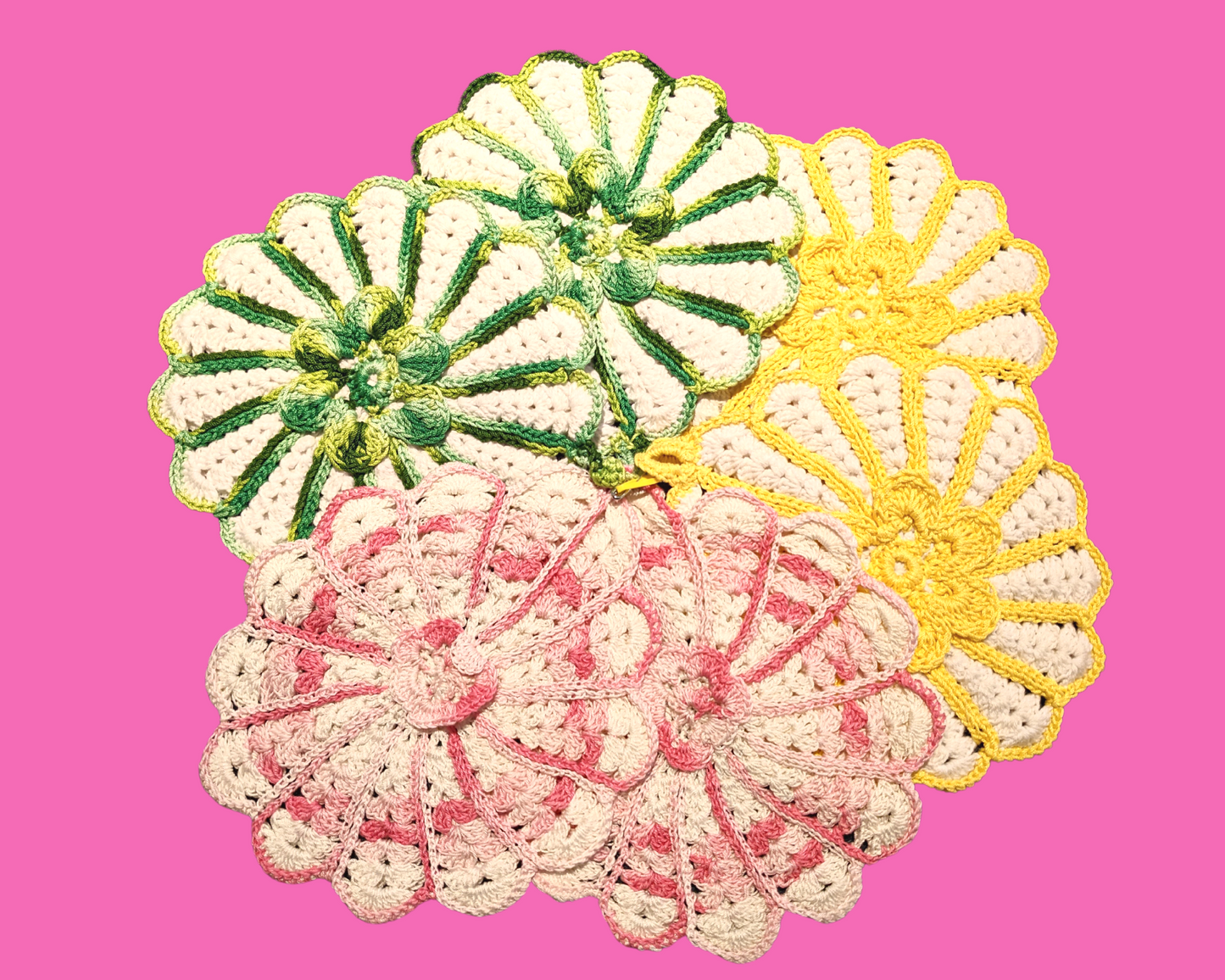 Vintage 1960's Hand Crocheted Lot of 6 Doilies