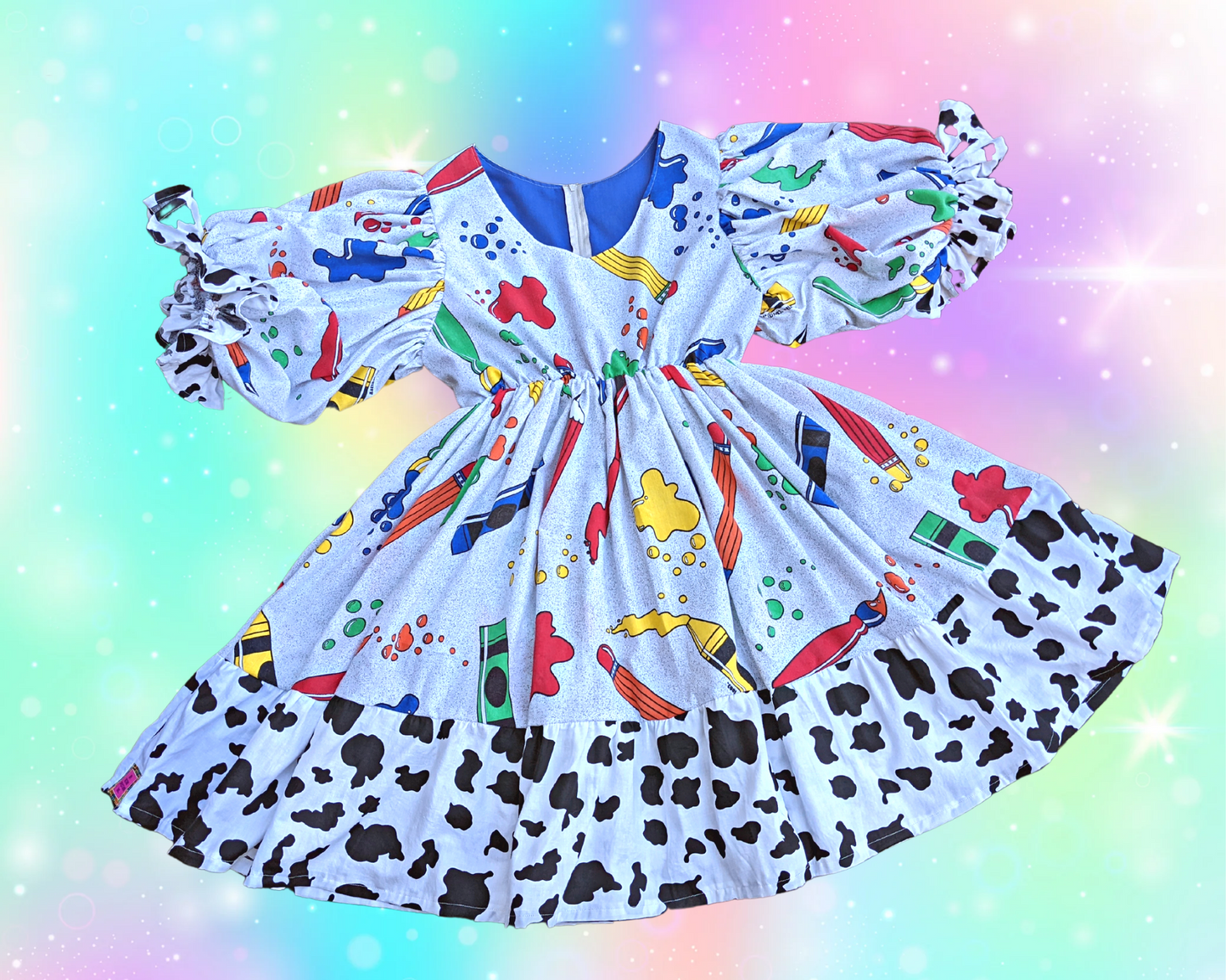 Handmade, Upcycled Vintage 1990's Back to School Themed Bedsheet Dress Size L/XL