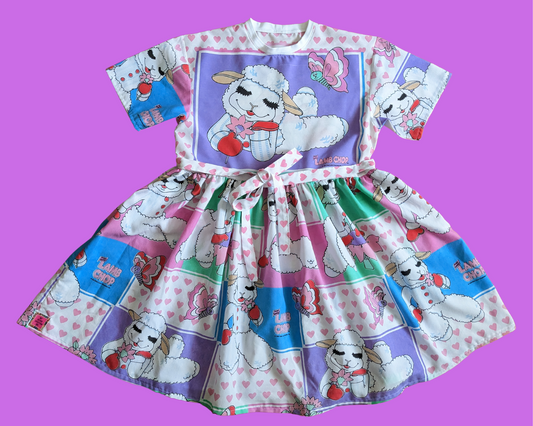 Handmade, Upcycled Vintage RARE 1993 Lamb Chop Bedsheet T-Shirt Dress Fits S-M-L-XL