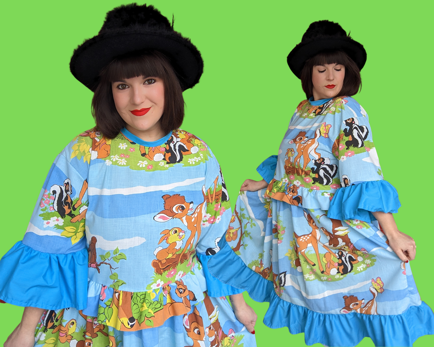 Fait à la main, robe t-shirt Pokemon drap de lit recyclé pour SML-XL