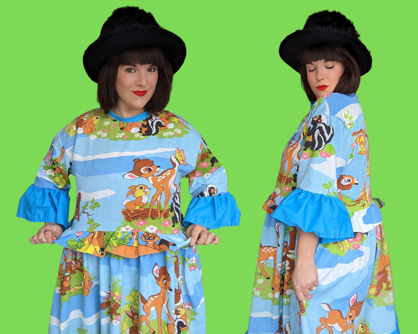 Fait à la main, robe t-shirt Pokemon drap de lit recyclé pour SML-XL