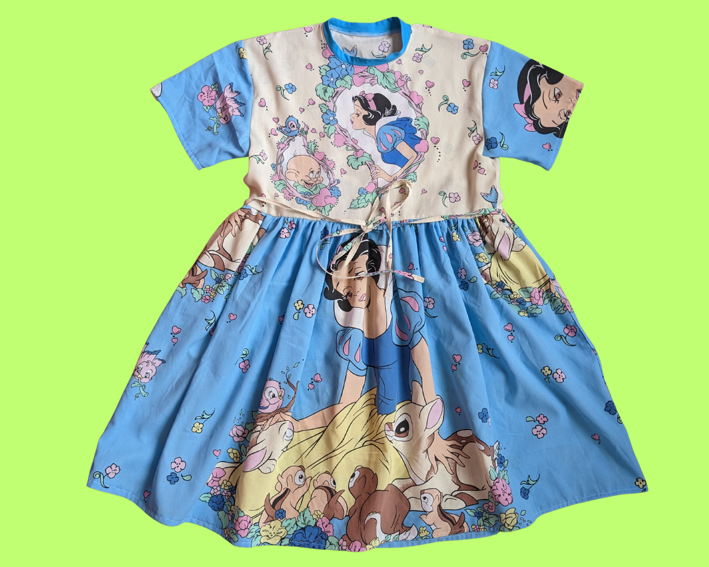 Handmade, Upcycled Disney Snow White and the Seven Dwarves Bedsheet T-Shirt Dress Fits S-M-L-XL