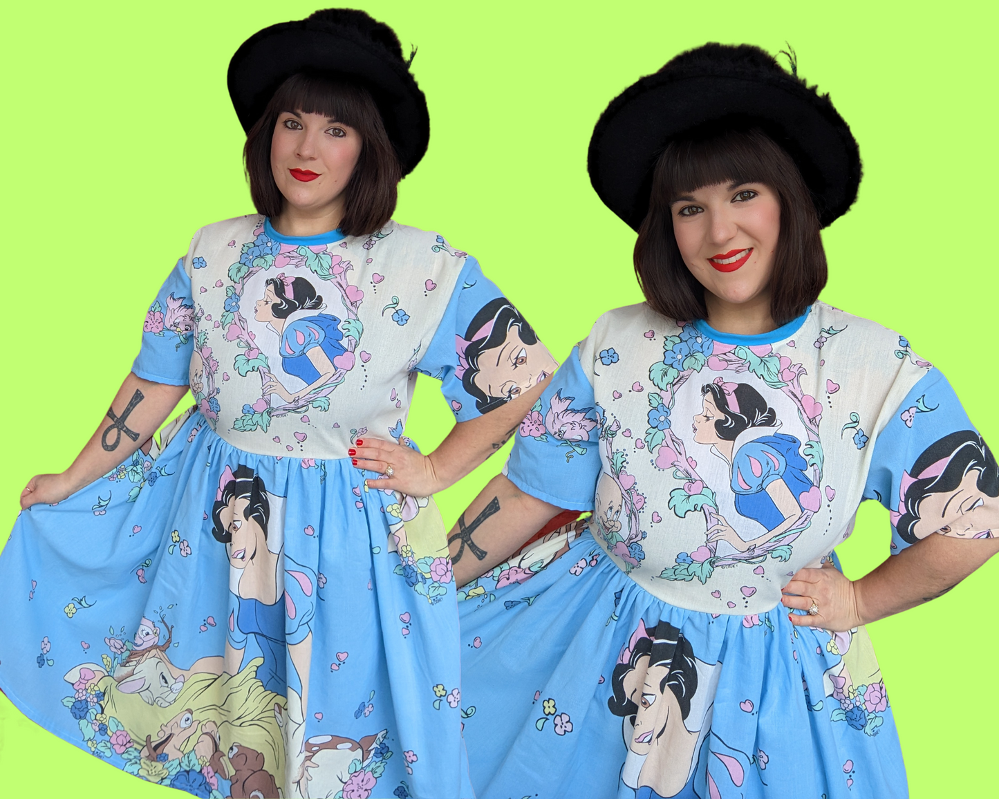 Handmade, Upcycled Disney Snow White and the Seven Dwarves Bedsheet T-Shirt Dress Fits S-M-L-XL