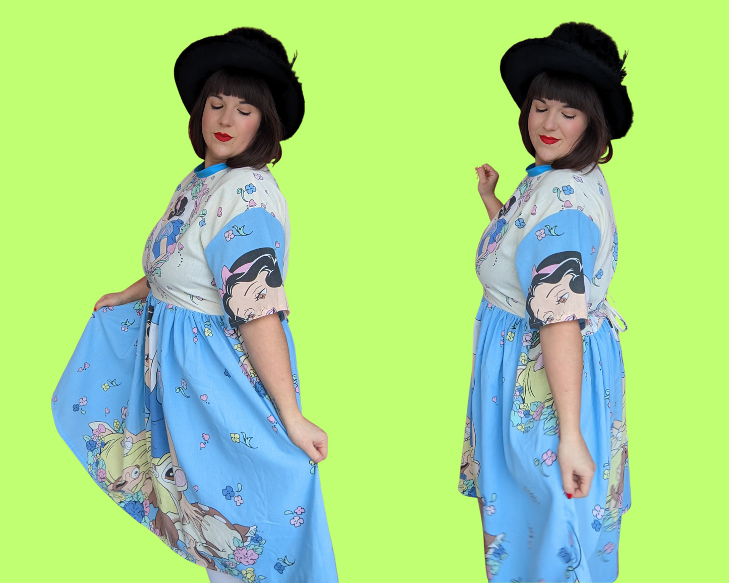 Handmade, Upcycled Disney Snow White and the Seven Dwarves Bedsheet T-Shirt Dress Fits S-M-L-XL