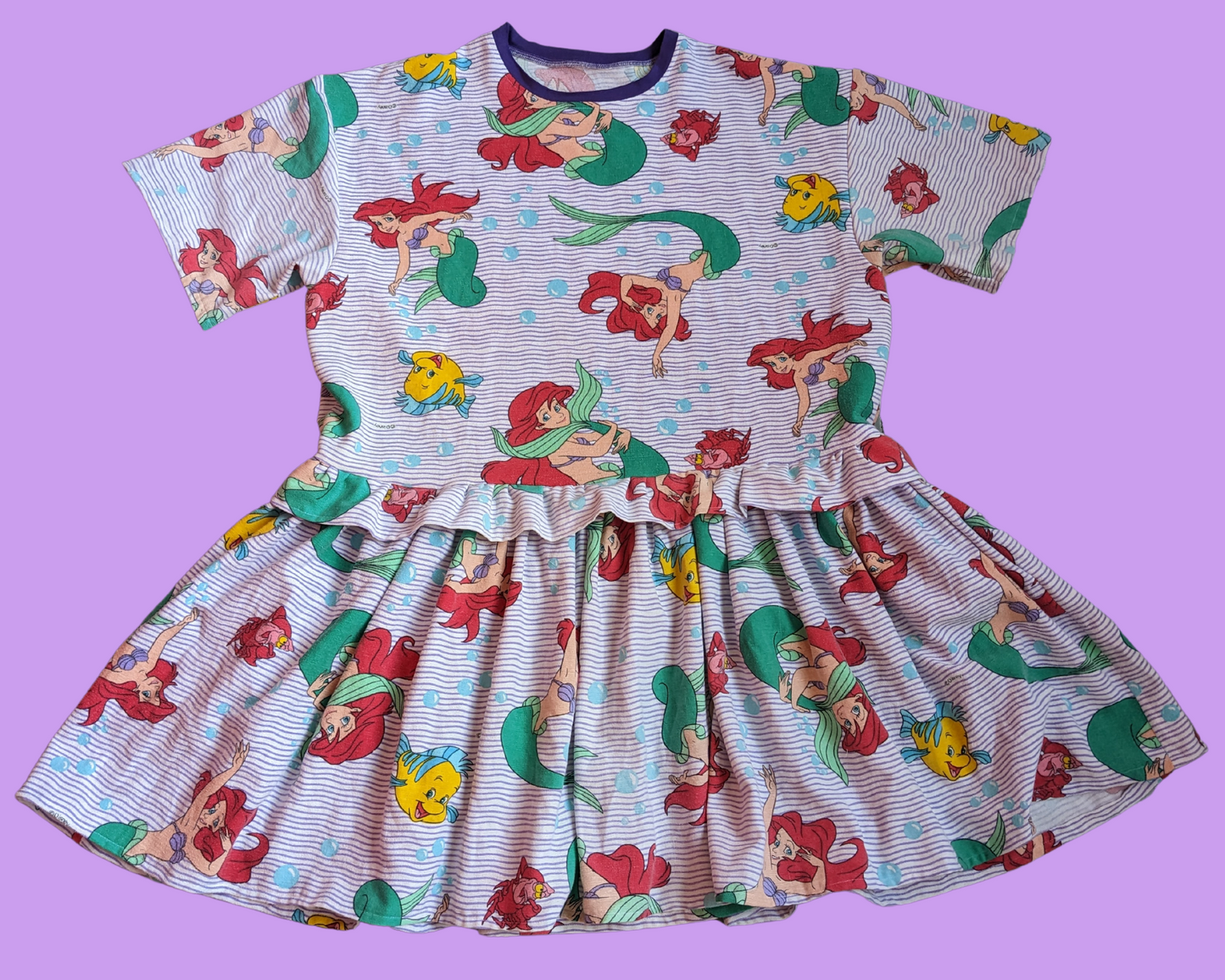 Fait à la main, robe t-shirt Pokemon drap de lit recyclé pour SML-XL