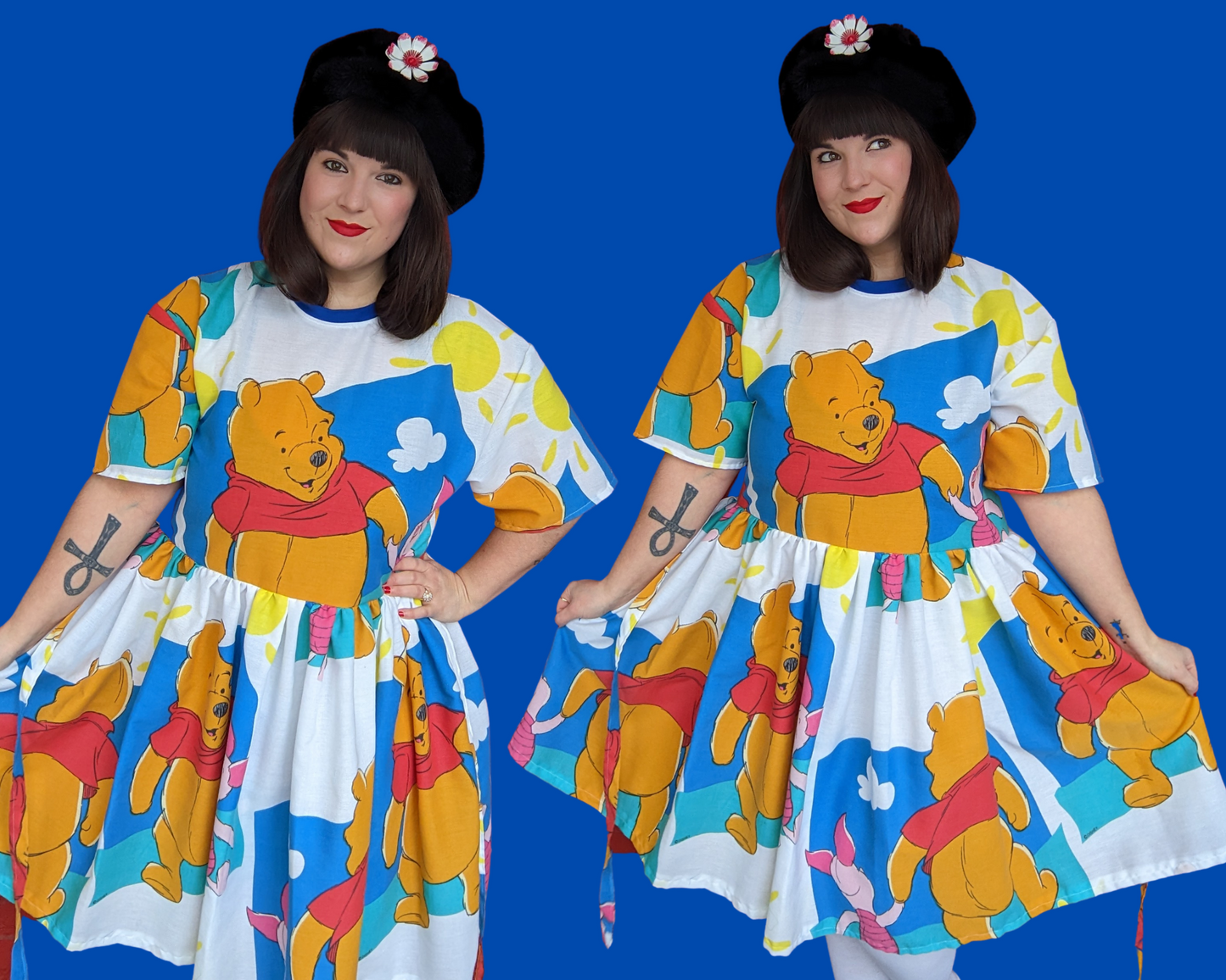 Fait à la main, robe t-shirt Pokemon drap de lit recyclé pour SML-XL