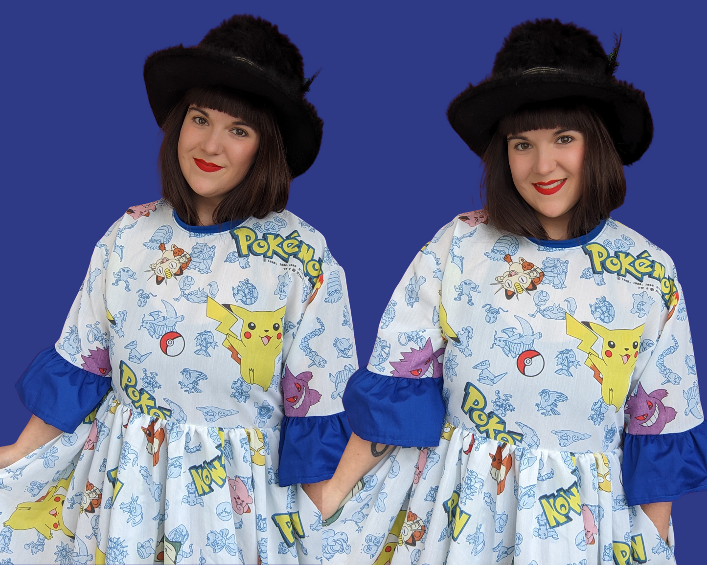 Handmade, Upcycled Pokemon Bedsheet Maxi T-Shirt Dress Fits S-M-L-XL