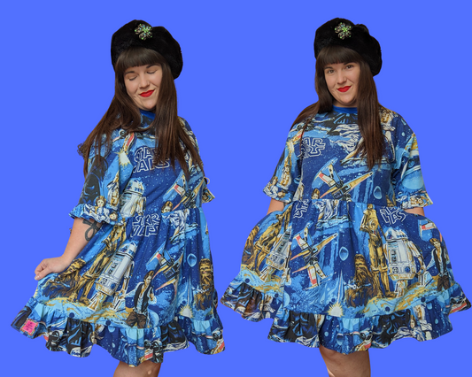 Fait à la main, Upcycled Star Wars Vintage 1977 Bedsheet T-Shirt Dress Fits SML-XL