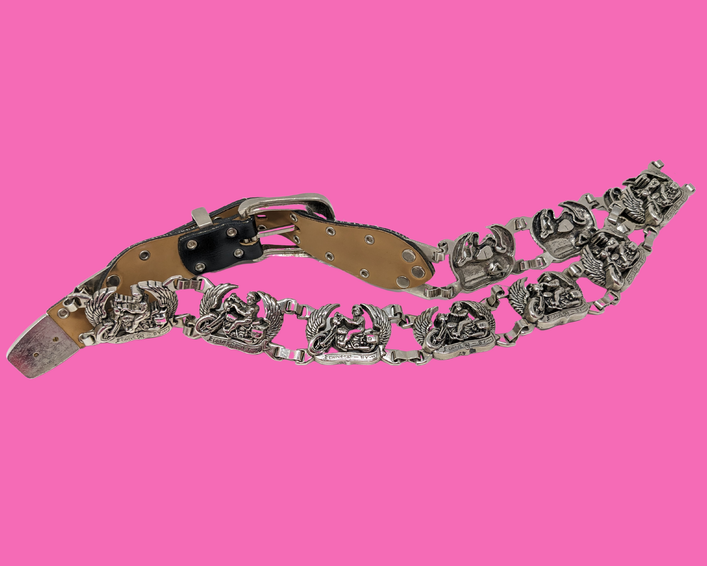 Ceinture à chaîne Bulldogs en métal argenté vintage des années 1990