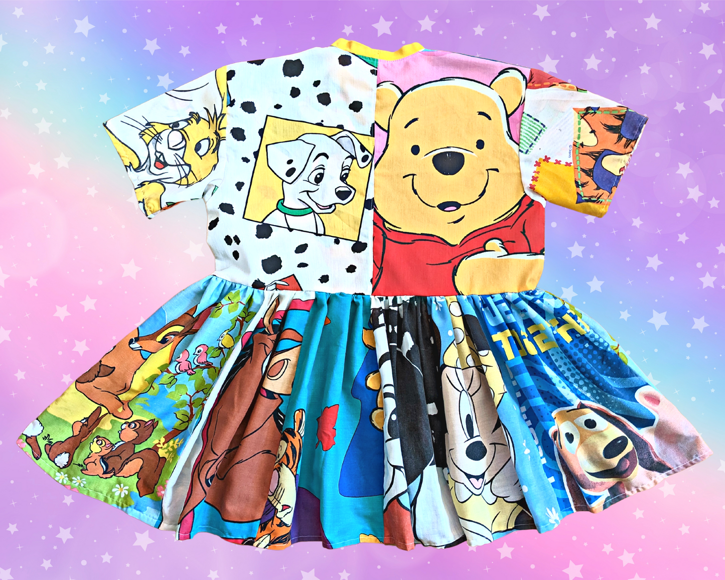 Fait à la main, robe t-shirt Pokemon drap de lit recyclé pour SML-XL