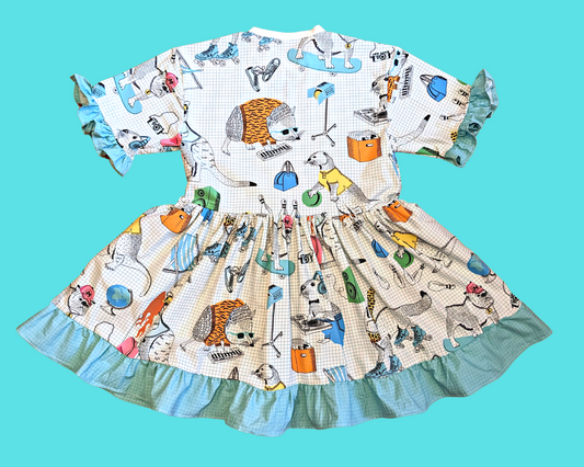 Handmade, Upcycled Vintage 1990's Inspired Colorful, Animal Print Bedsheet T-Shirt Dress Fits S-M-L-XL