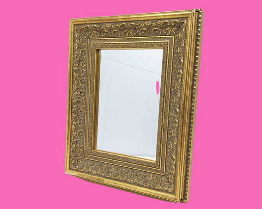 Vintage 1980's Gold Wooden, Small Mirror