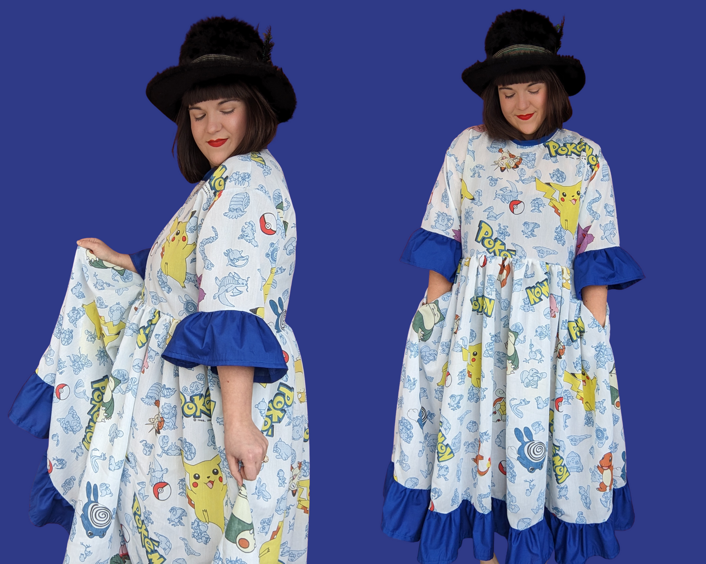 Handmade, Upcycled Pokemon Bedsheet Maxi T-Shirt Dress Fits S-M-L-XL