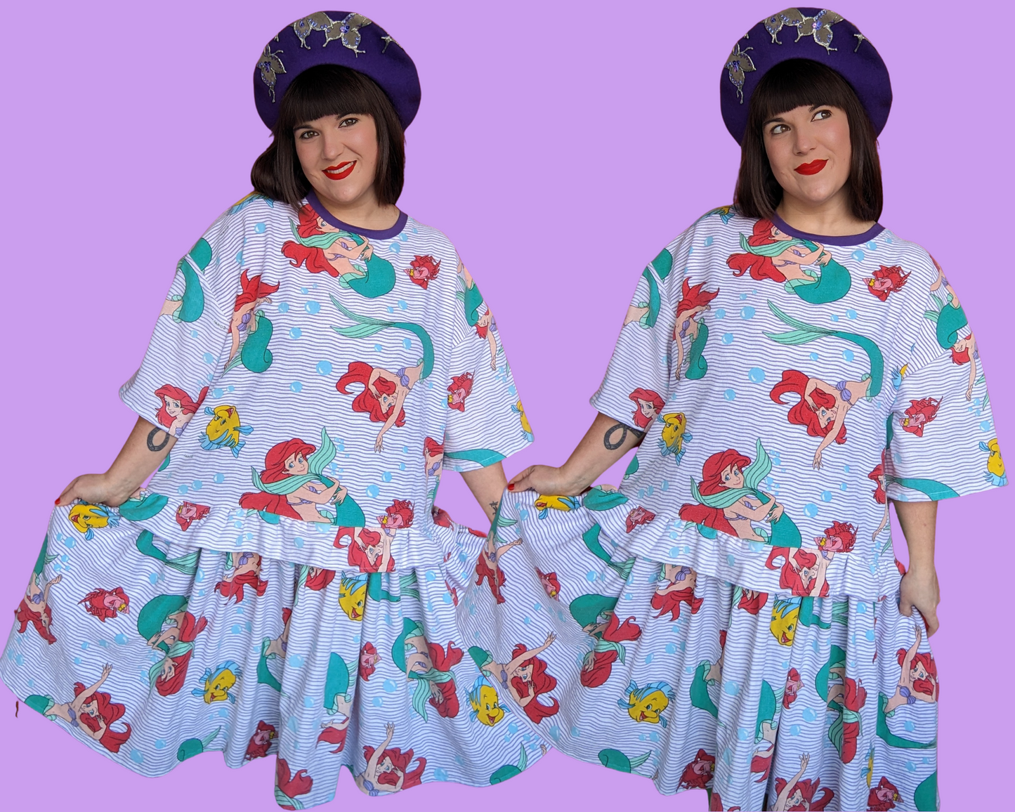 Fait à la main, robe t-shirt Pokemon drap de lit recyclé pour SML-XL