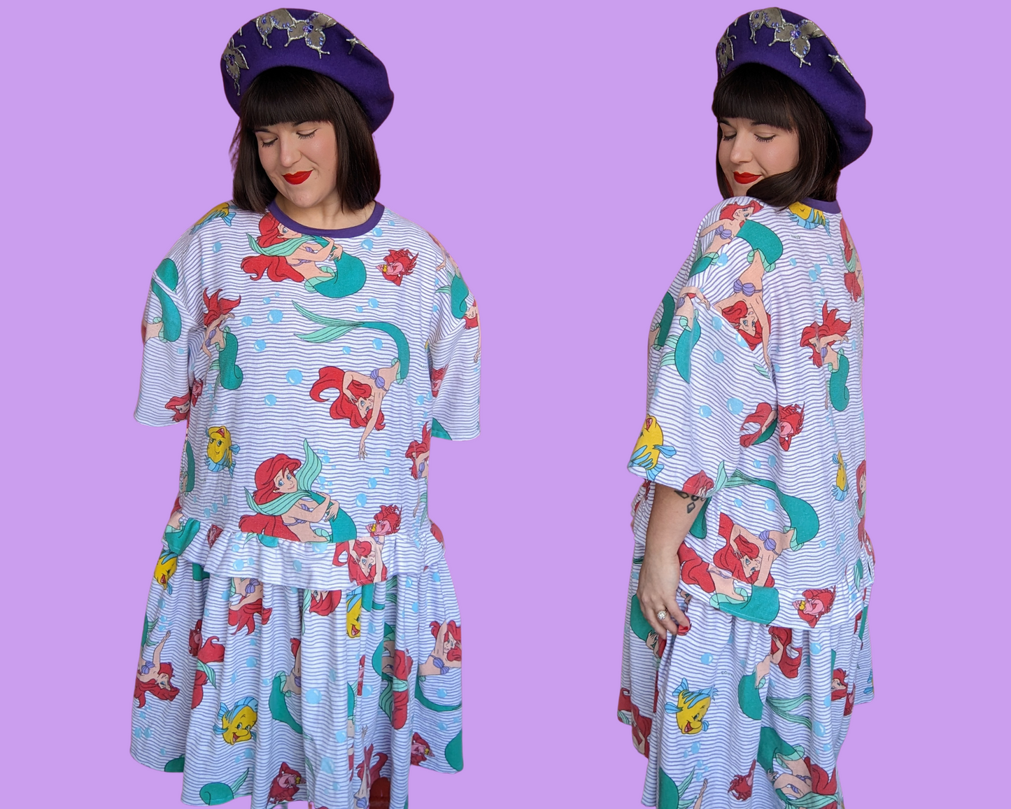 Fait à la main, robe t-shirt Pokemon drap de lit recyclé pour SML-XL