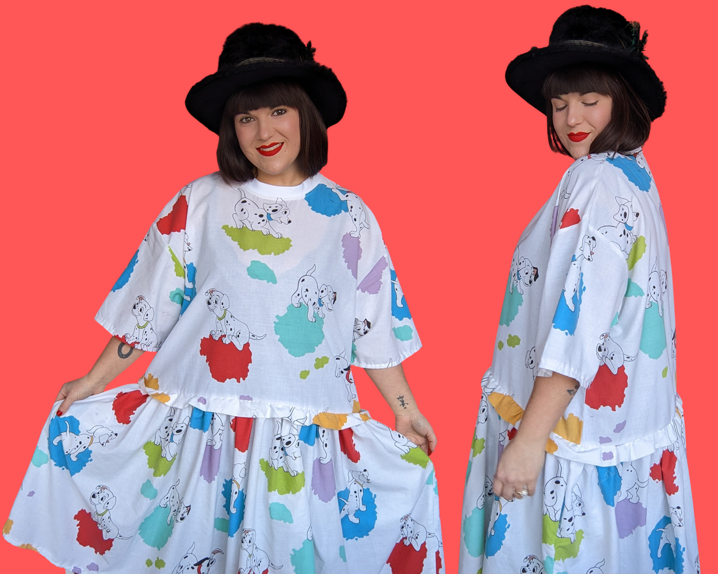 Fait à la main, robe t-shirt Pokemon drap de lit recyclé pour SML-XL