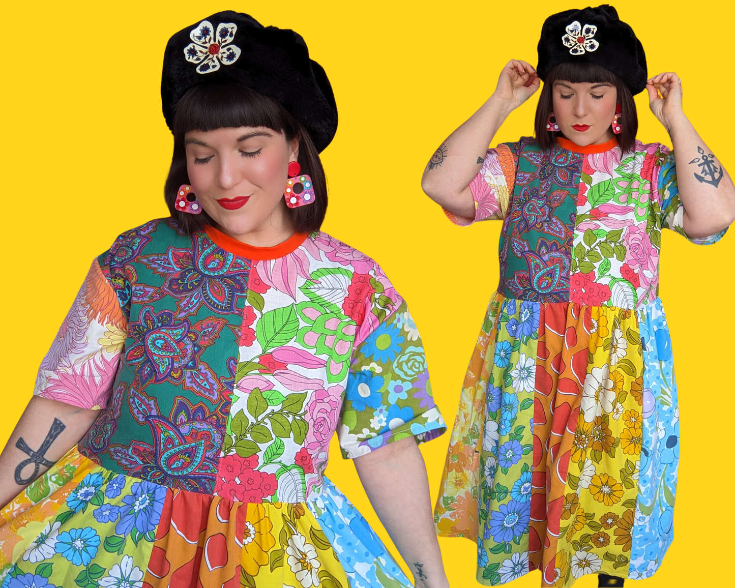 MADE TO ORDER, Handmade, Upcycled Vintage 1960's Mix-Matched Pillow Cases Dress Size S-M-L-XL