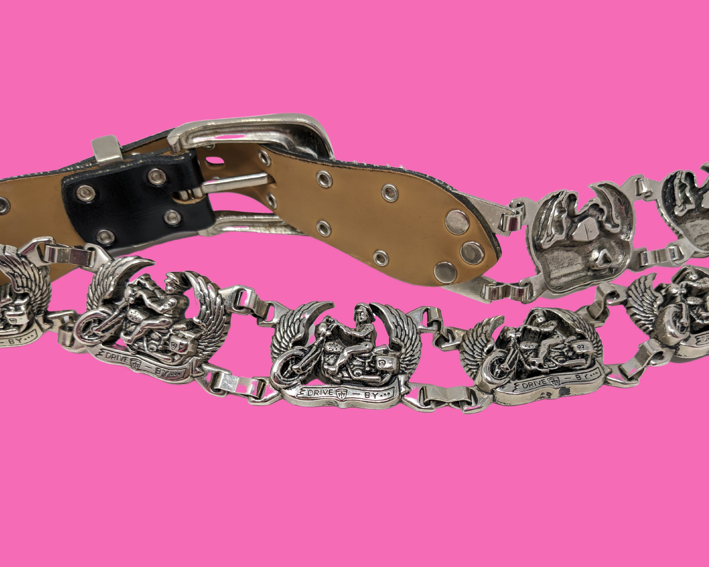 Ceinture à chaîne Bulldogs en métal argenté vintage des années 1990
