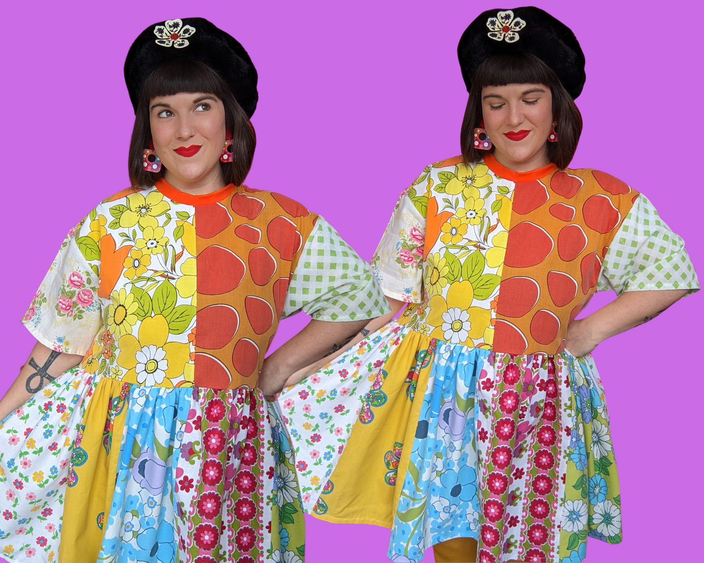 MADE TO ORDER, Handmade, Upcycled Vintage 1960's Mix-Matched Pillow Cases Dress Size S-M-L-XL