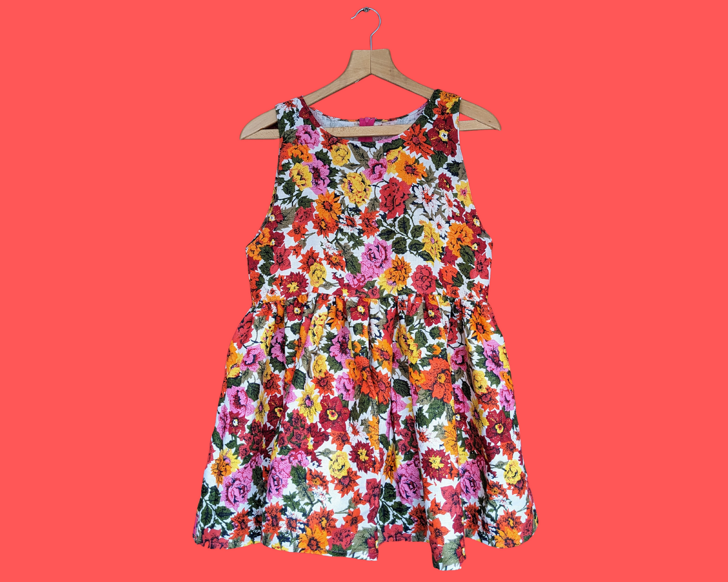 Handmade, Upcycled Gorgeous Floral Curtain, Sleeveless Dress Size S-M