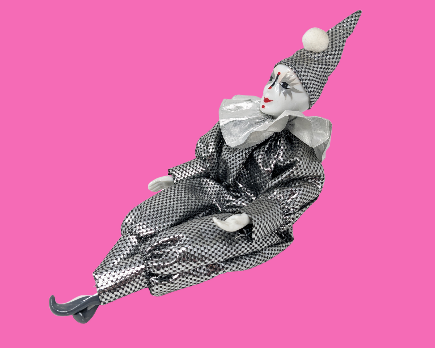 Vintage 1990's Decorative Silver Pierrot Clown