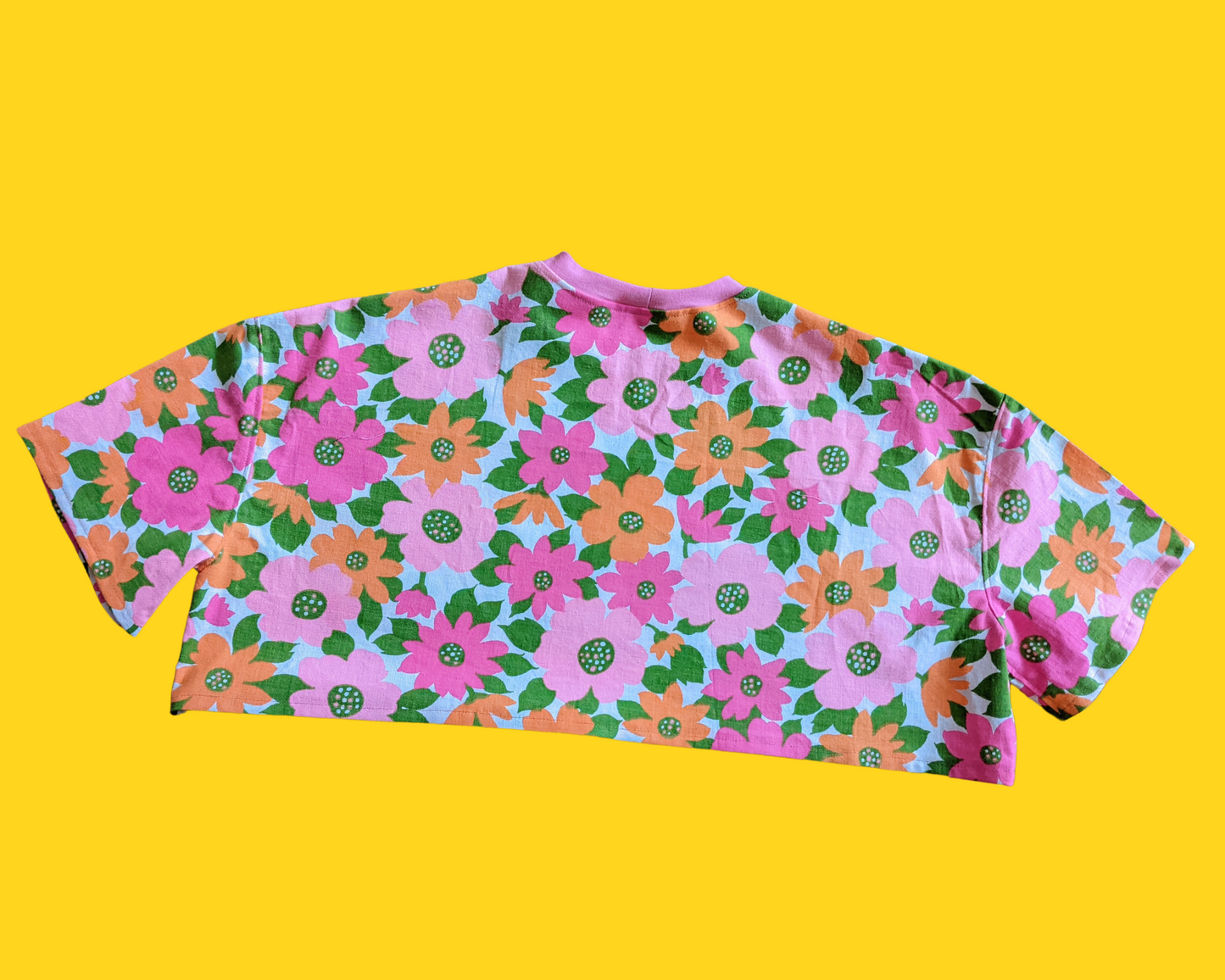 Handmade, Upcycled Vintage 1960's Floral Fabric Crop Top Size XS