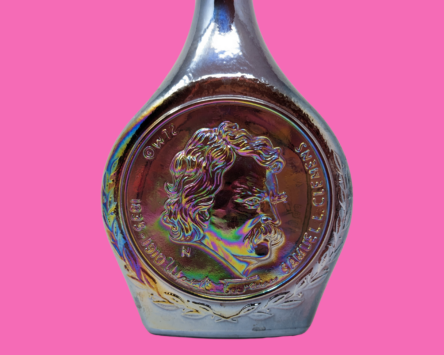 Vintage 1972 Wheaton Glass Decanter Bottle, Great American Series Mark Twain Samuel E Clemens.