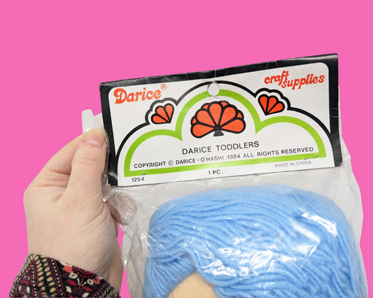 Vintage 1980's Darice Craft Supplies Cabbage Patch Kids Head, Blue Hair