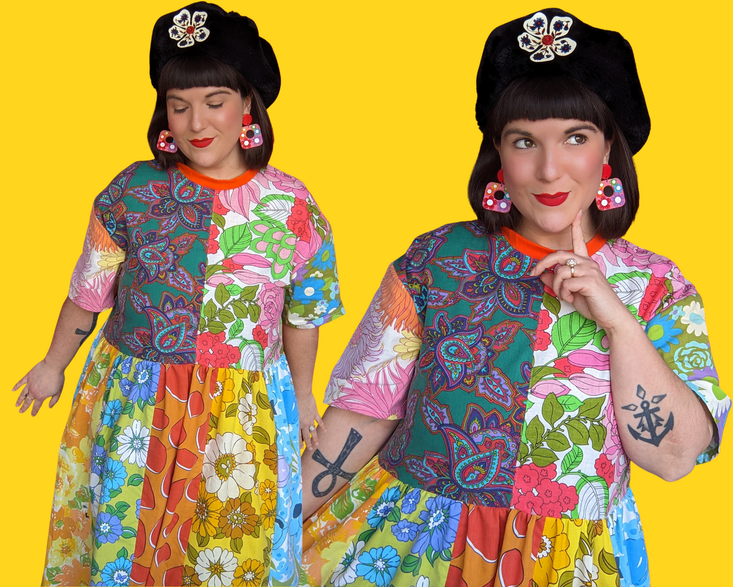 MADE TO ORDER, Handmade, Upcycled Vintage 1960's Mix-Matched Pillow Cases Dress Size S-M-L-XL