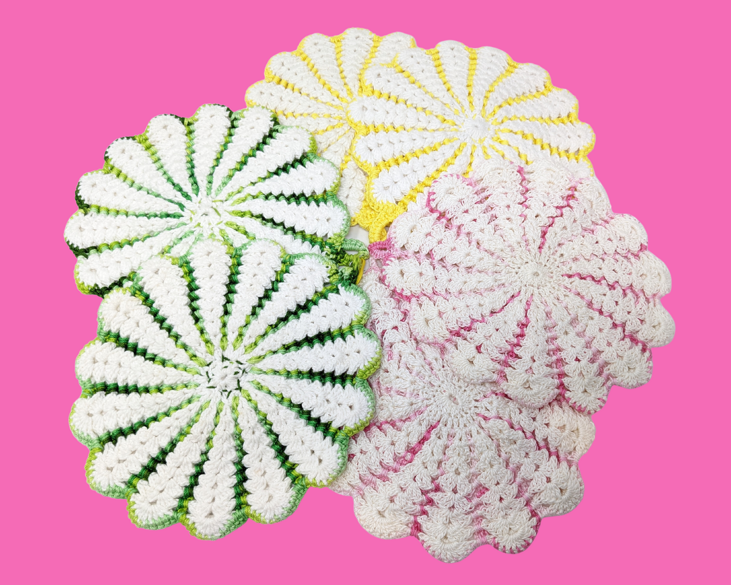 Vintage 1960's Hand Crocheted Lot of 6 Doilies