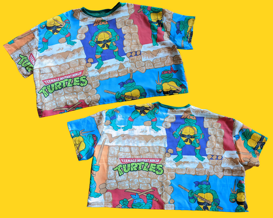 Fait à la main, Upcycled Vintage Teenage Mutant Ninja Turtles Crop Top Taille 2XL