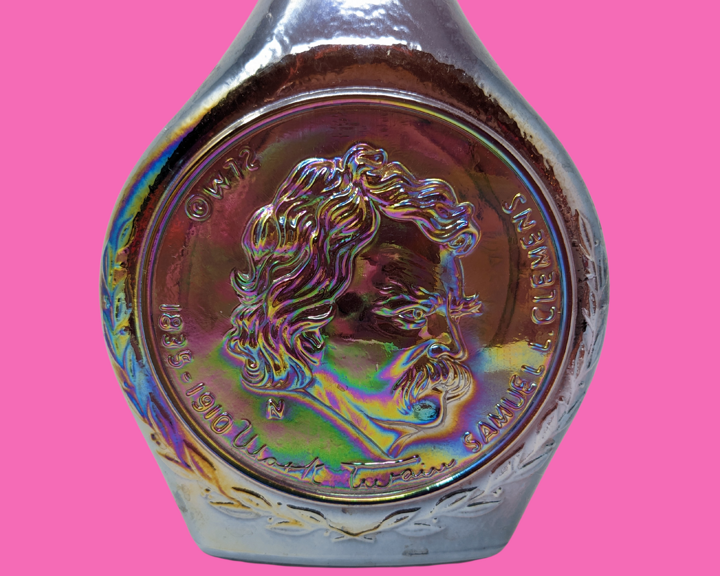 Vintage 1972 Wheaton Glass Decanter Bottle, Great American Series Mark Twain Samuel E Clemens.