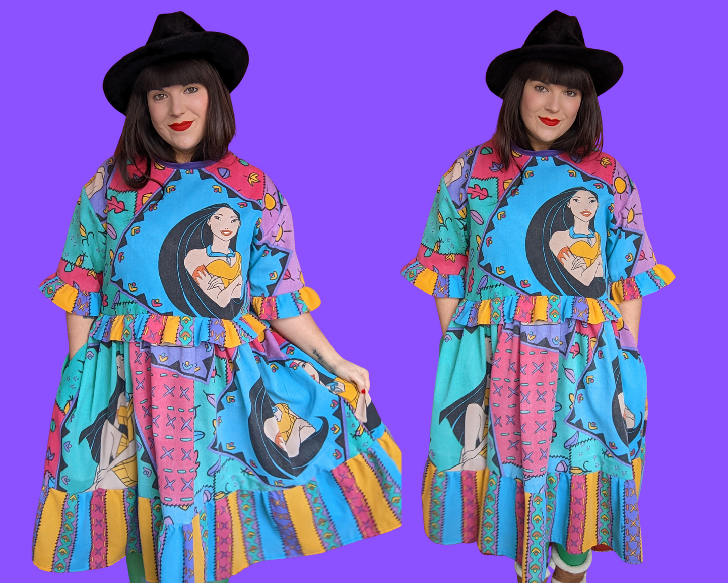 Fait à la main, robe t-shirt Pokemon drap de lit recyclé pour SML-XL
