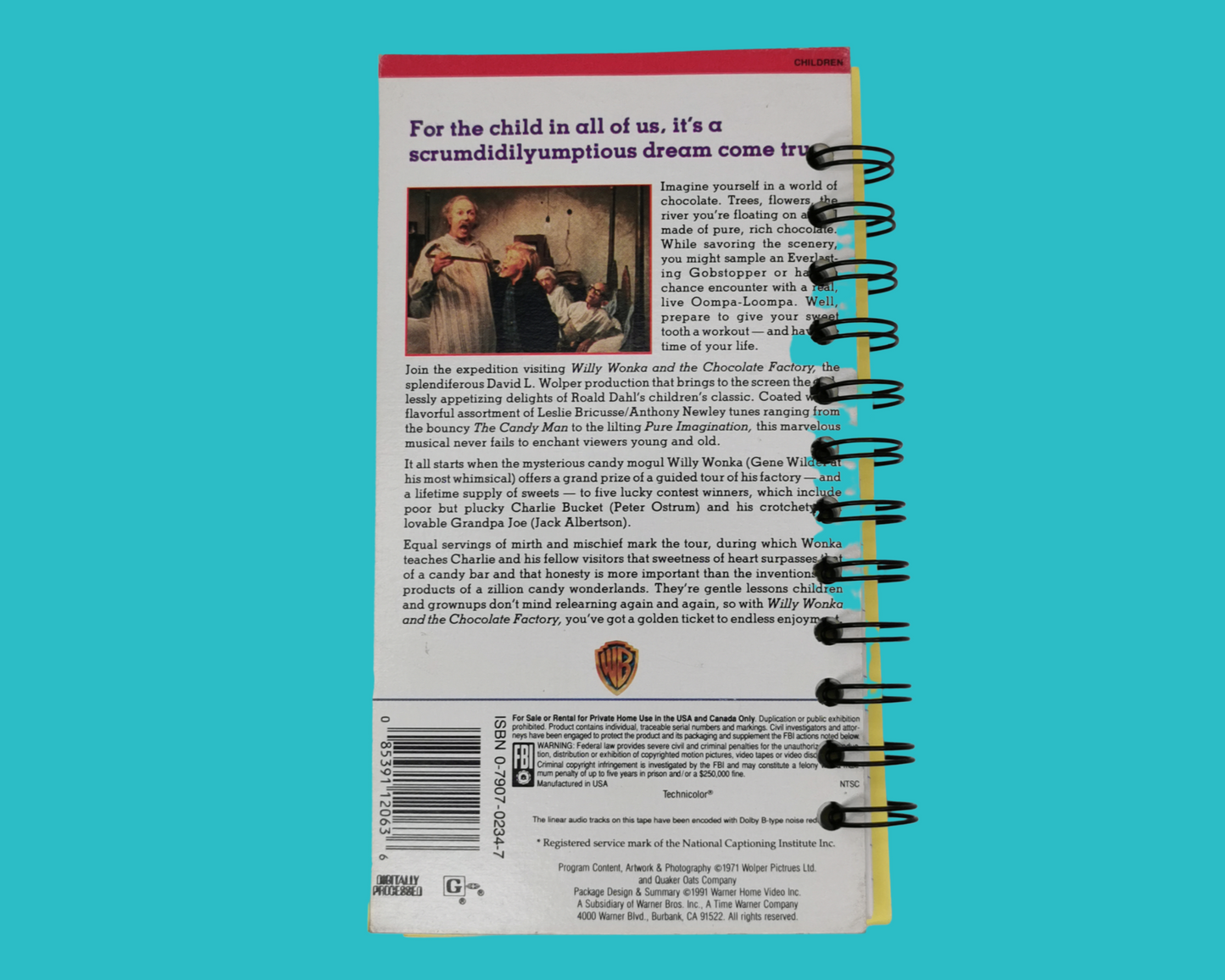 Willy Wonka And The Chocolate Factory Upcycled VHS Movie Notebook