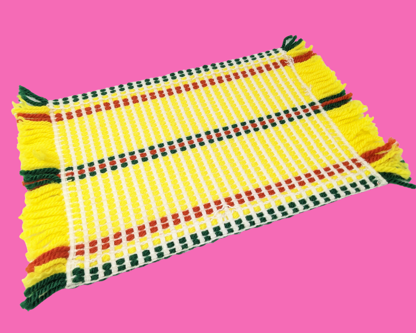 Sets de Table en Crochet Jaune Vintage Années 1970, Set de 5