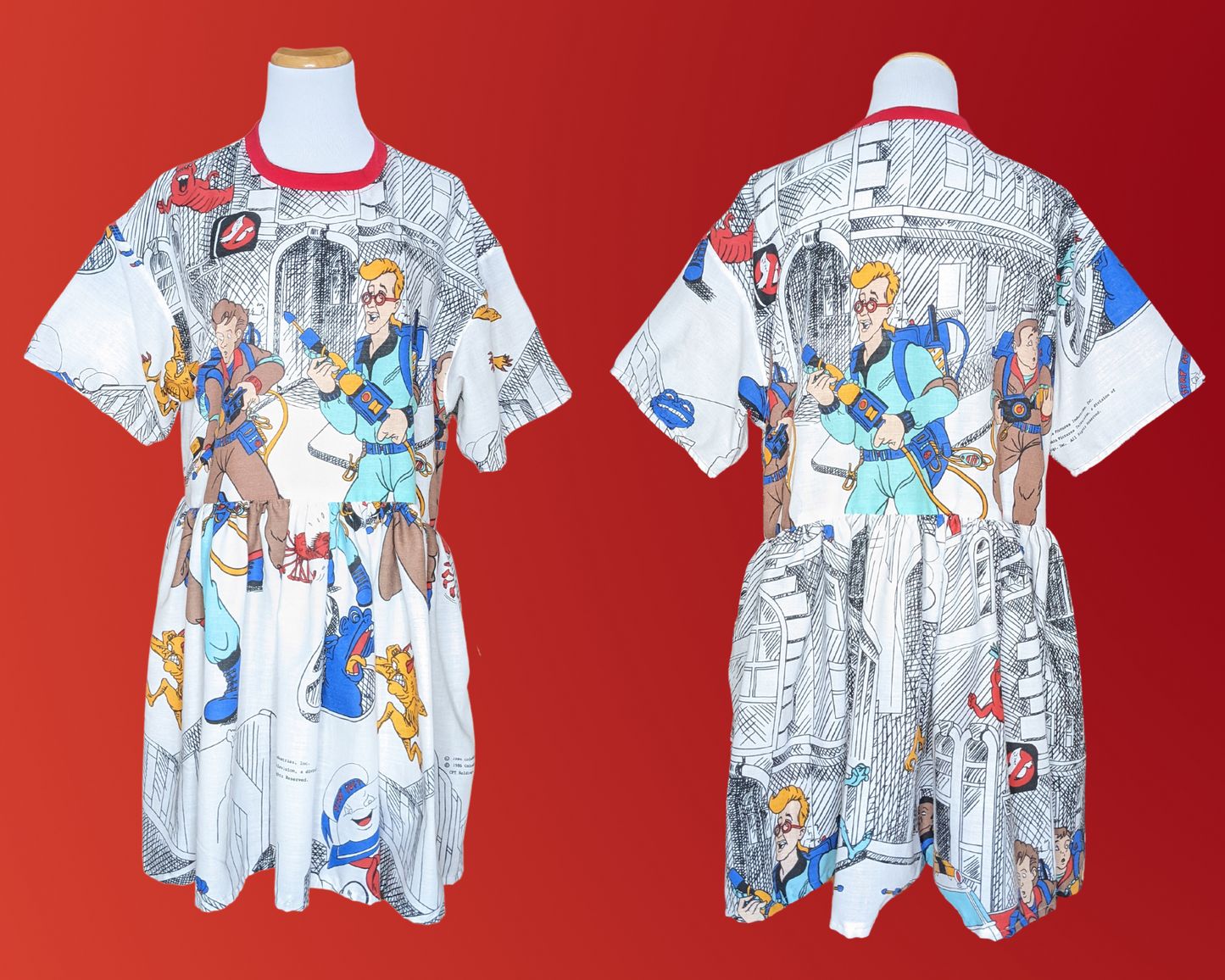 Robe t-shirt officielle Ghostbusters 1986 fabriquée sur commande, fabriquée à la main et recyclée, taille S à XL.