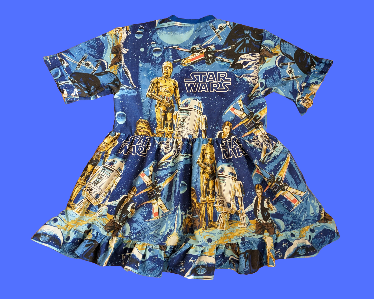 Handmade, Upcycled Star Wars Vintage 1977 Bedsheet T-Shirt Dress Fits S-M-L-XL