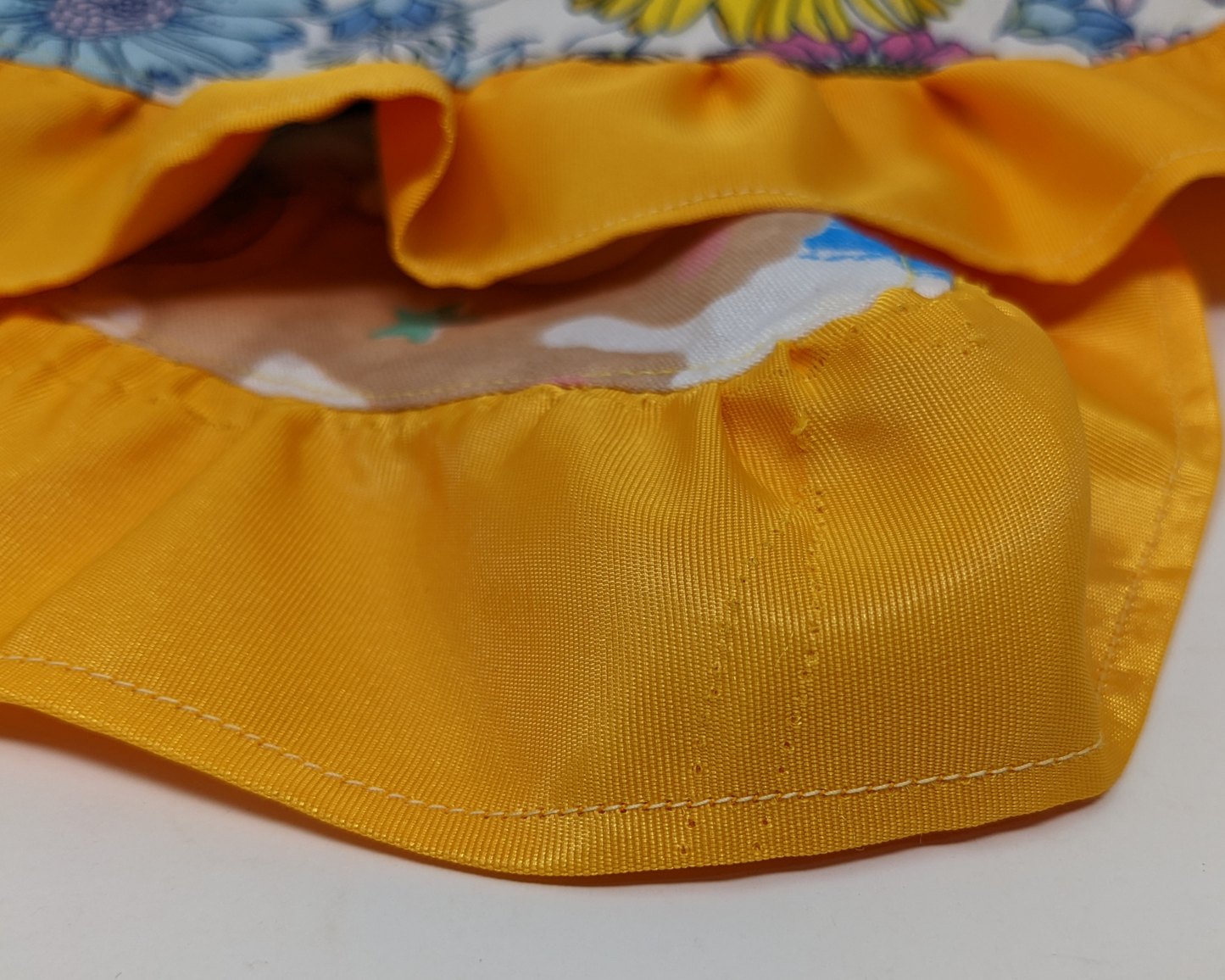 Handmade, Upcycled, Reversible Pilgrim Collar with Frill Made With a Vintage Trolls Bedsheet and Vintage Floral Fabric