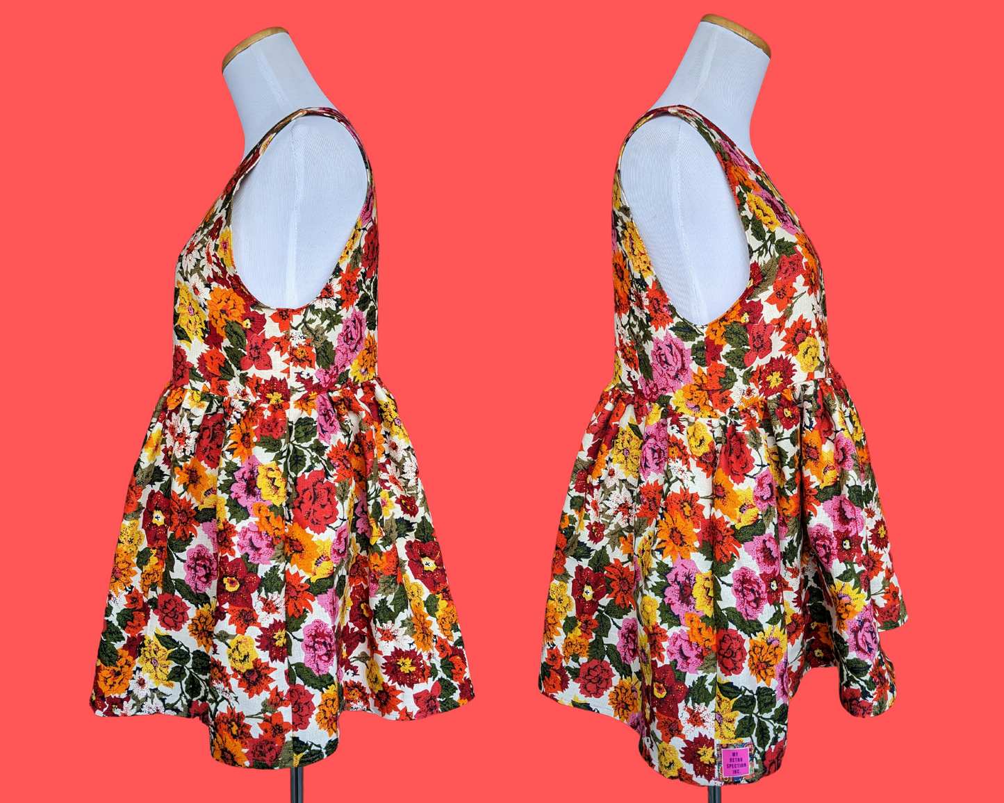 Handmade, Upcycled Gorgeous Floral Curtain, Sleeveless Dress Size S-M