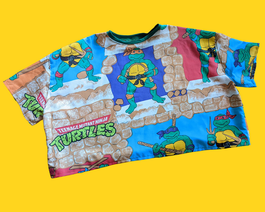 Fait à la main, Upcycled Vintage Teenage Mutant Ninja Turtles Crop Top Taille 2XL