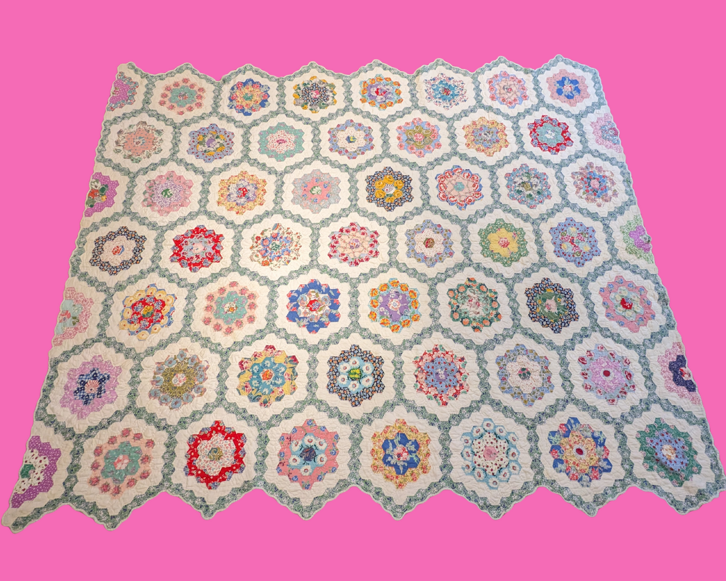 Vintage 1960's Exquisite Quilt Blanket
