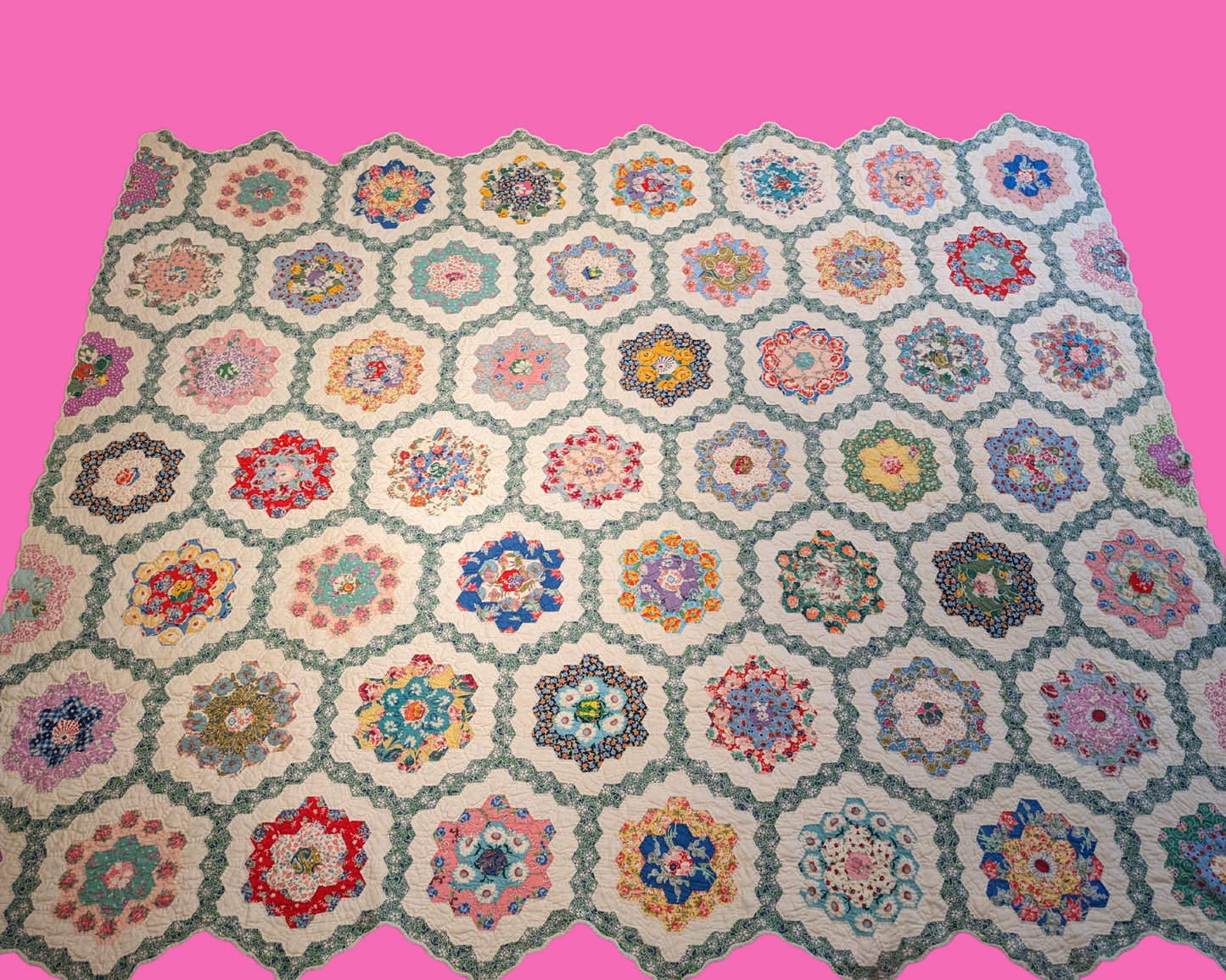 Vintage 1960's Exquisite Quilt Blanket