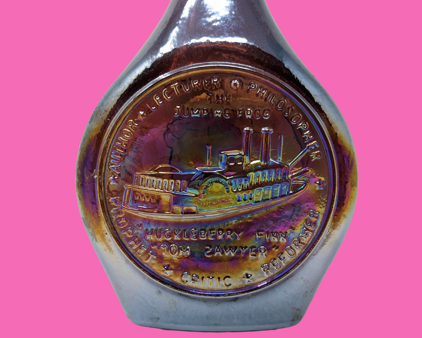 Vintage 1972 Wheaton Glass Decanter Bottle, Great American Series Mark Twain Samuel E Clemens.