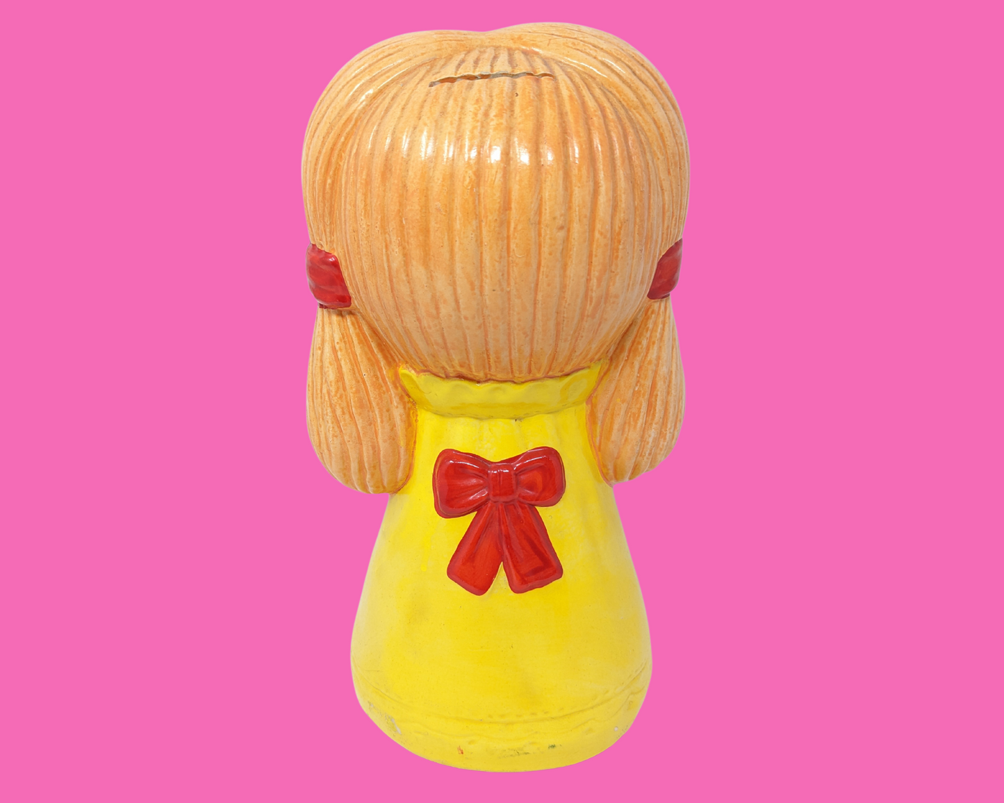 Vintage 1960's Big Eyed Little Girl with Pig Tails Ceramic Piggy Bank, Made in Japan