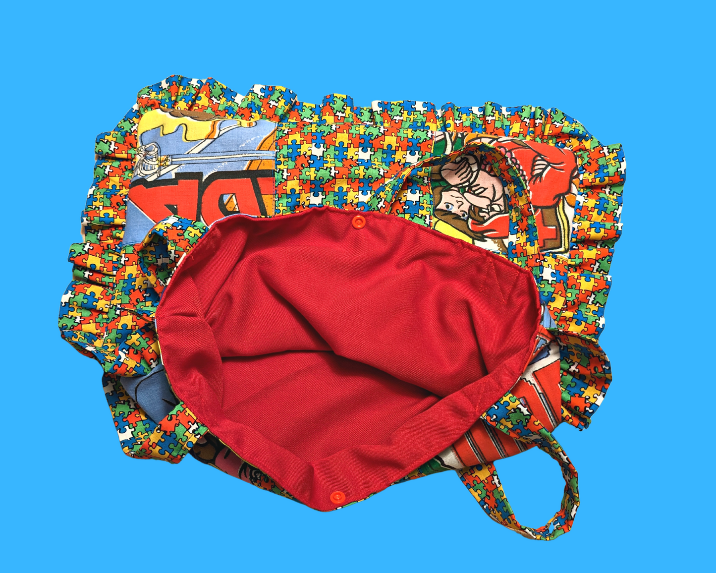 Drap de lit Nintendo Super Mario et Zelda recyclé fait à la main + Puzzle Sac fourre-tout en tissu vintage