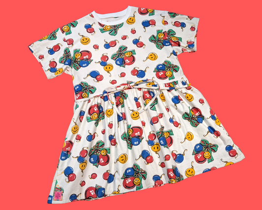 Handmade, Upcycled Vintage 1990's Christmas Flannel Fabric, T-Shirt Dress Size L-XL