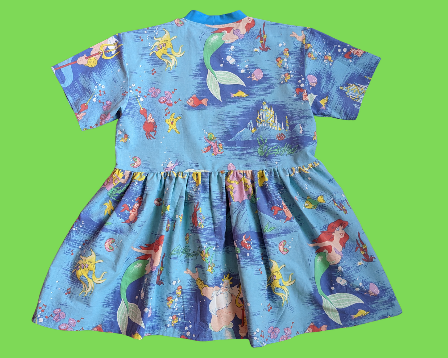Handmade, Upcycled Disney The Little Mermaid, French Title La Petite Sirène, Bedsheet T-Shirt Dress Fits S-M-L-XL