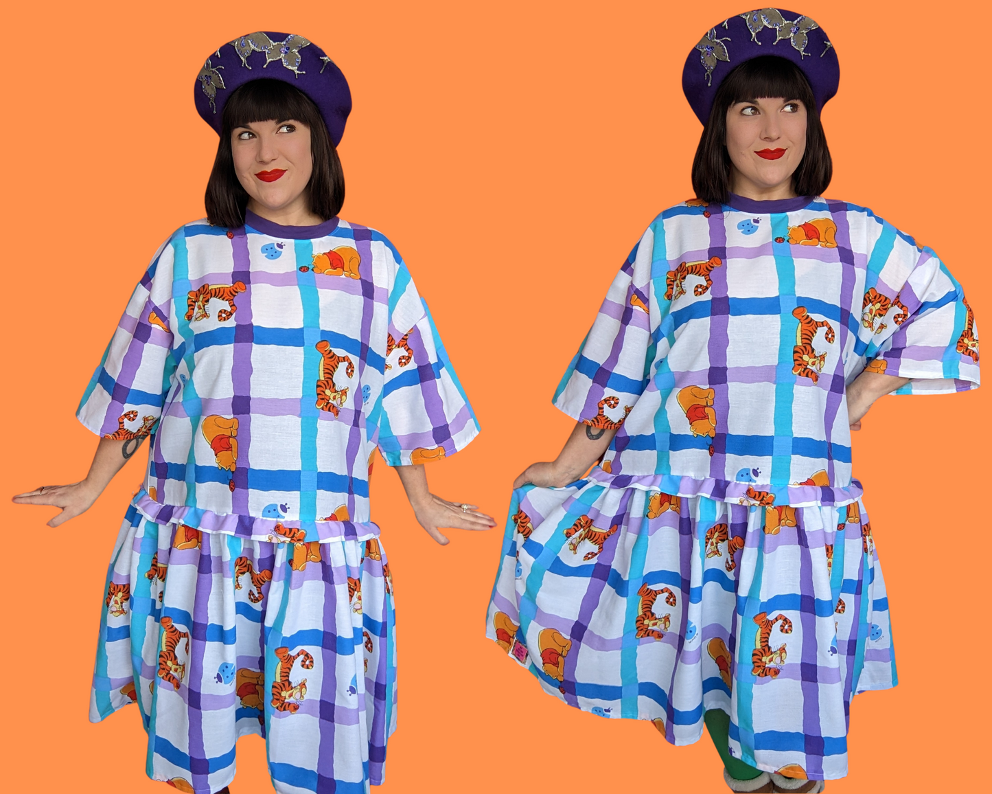 MADE TO ORDER, Handmade, Upcycled Disney Winnie The Pooh Bedsheet T-Shirt Dress Fits Sizes S-M-L-XL or 2XL